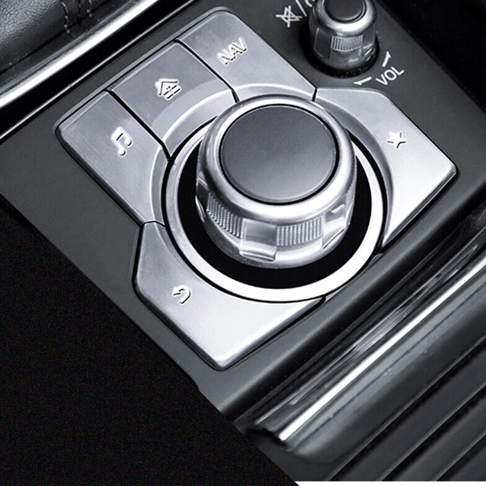 Car Accessories Console Button Cover Car 5pcs Aluminum Alloy Console Multimedia ButtonCover For Mazda 3 6 CX5 CX9 None