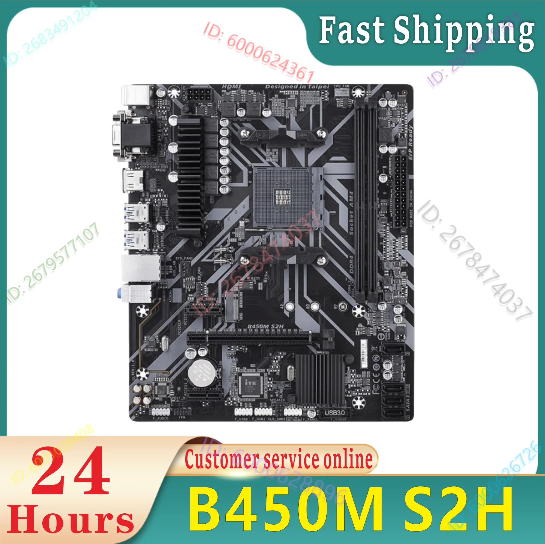 

B450M S2H equipped with AMD AM4 DDR4 Micro ATX Usb 3.1 gen1 VGA DVI-D 32g m.2 slot 100% tested