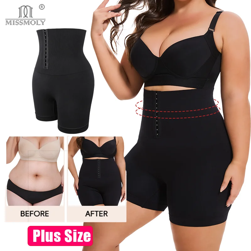 

Miss Moly Plus Size Tummy Control Fajas Woman High Waist Panty Butt Lift Hook Waist Trainer Slimming Short Body Shaper Shapewear