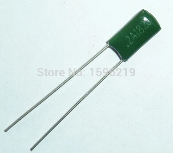 100 pces capacitor de filme mylar 100v 2a182j 1800pf 1.8nf 2a182 5% capacitor de filme de poliéster