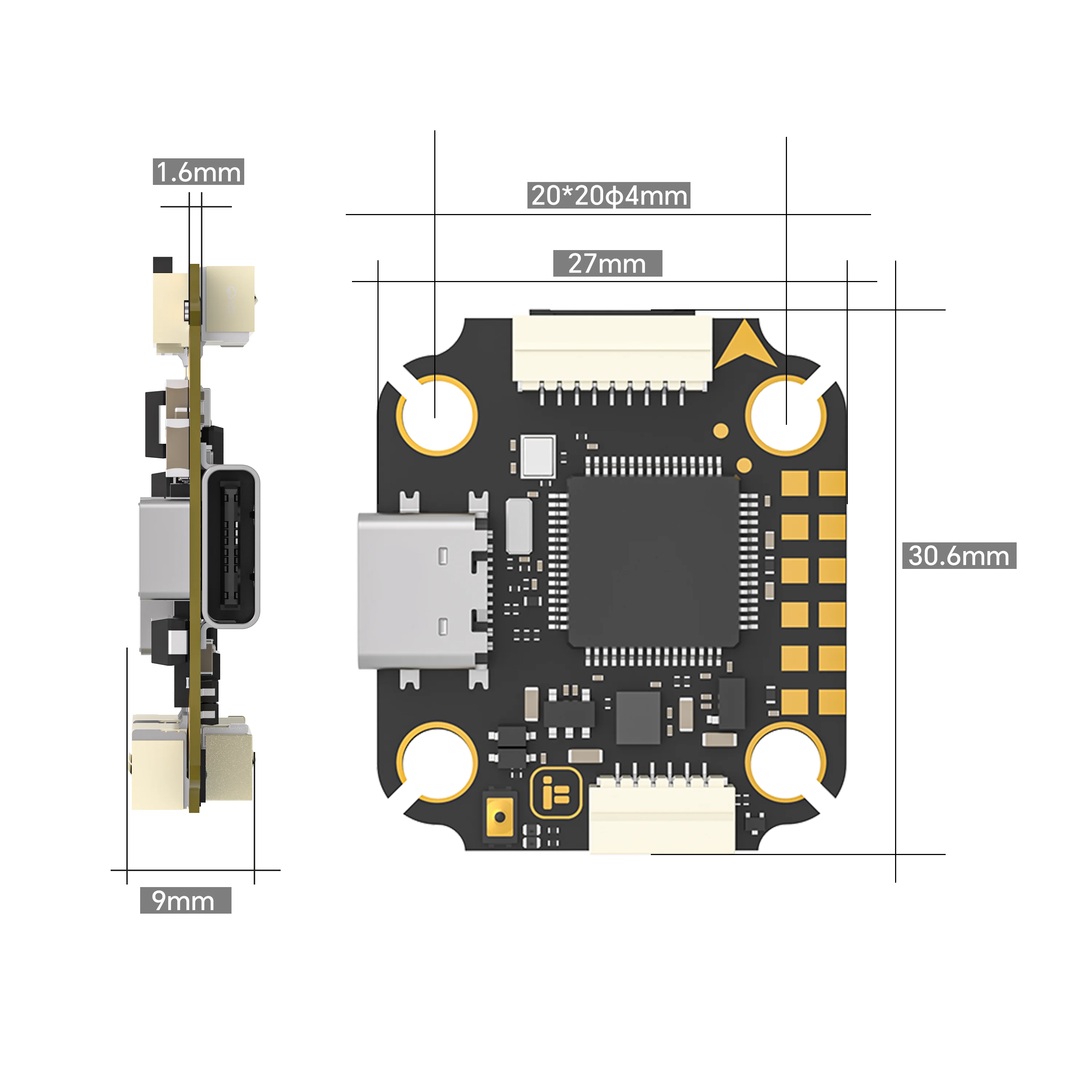 iFlight Borg Mini F7 Mini Flight Stack - 60A Electronic Speed Controller, 4-8S for FPV Quadcopter
