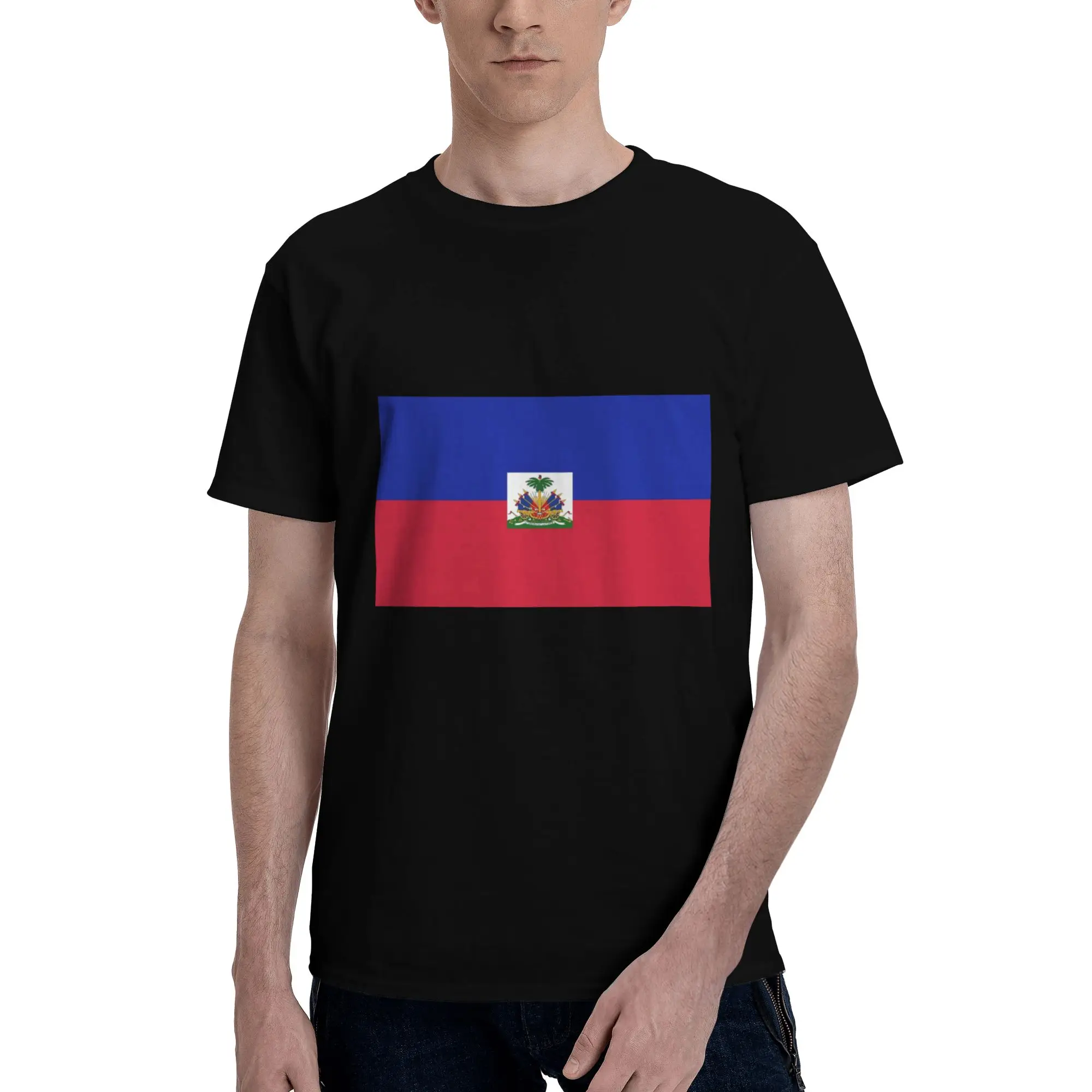 

Flag of Haiti Haitian 100% Cotton T-Shirt Men's Fashion T Shirts Men Crew Neck Short Sleeve S-6XL