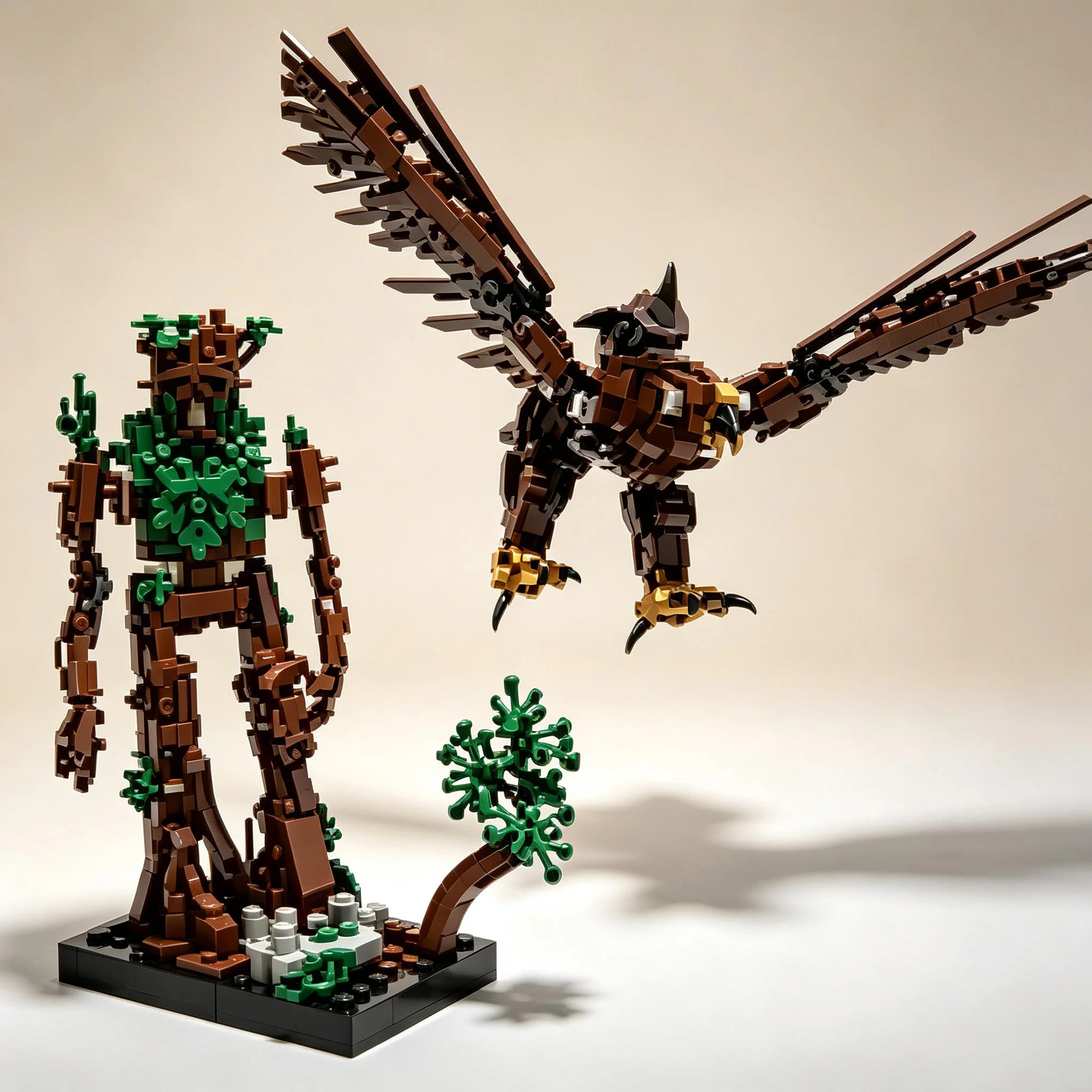 MOC Fantasy Treant & Giant Eagle Building Blocks Set, Medieval Forest Scene Bricks Model, Collectible Toy Gift for Adults