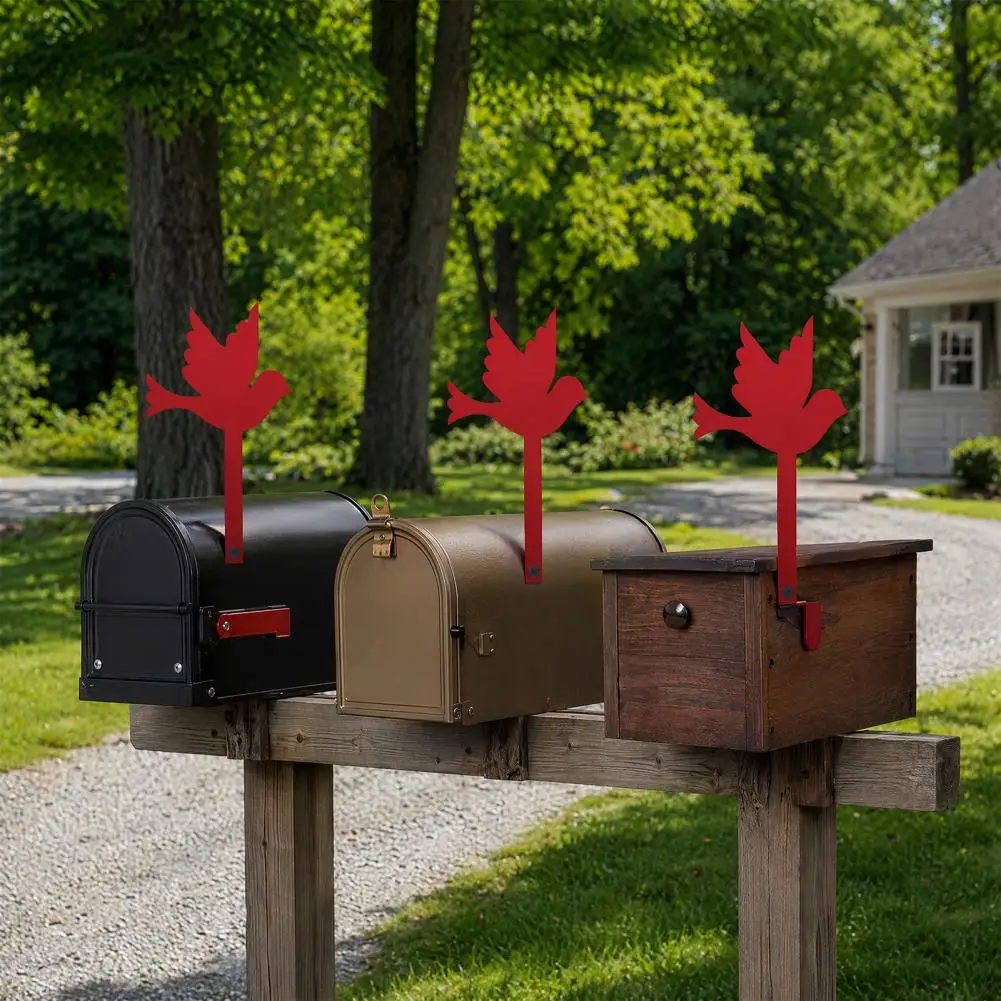Metal Flying Bird Shape Mail Box Stake Sign Iron Mailbox Flag Decorative Mailbox Flag Replacement for Garden Patio Decoration
