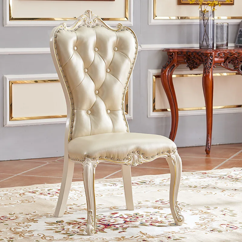 مسند ظهر سميك من الخشب الصلب الأوروبي على الطراز الفرنسي، كرسي فندق، كرسي مكتب حديث بسيط، كرسي طعام كرسي مستقر