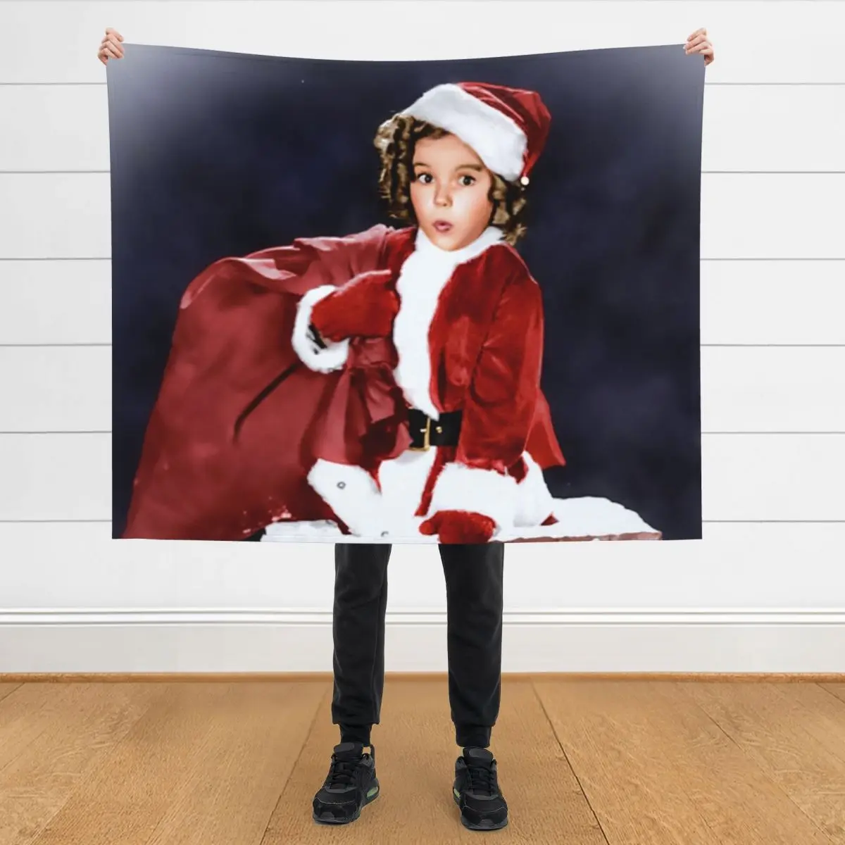 

Shirley Temple Portrait at Chimney Throw Blanket Weighted Plaid on the sofa for babies Blankets