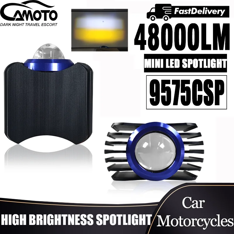 

NEW Motorcycle Spotlight LED Laser Lens Auto Headlight Moto Scooter Electric Vehicle Lighting Fog Lamp Yellow White Dual Beam