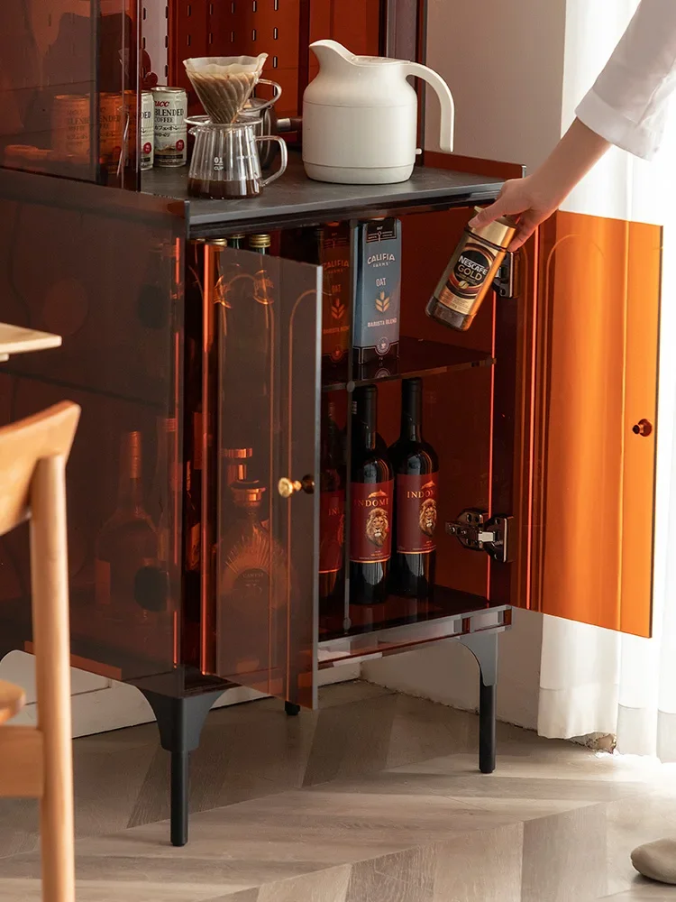 N Gray Square Light Luxury Sideboard Cabinet Wall-Mounted Living Room Side Cabinet Kitchen Storage Cabinet Acrylic