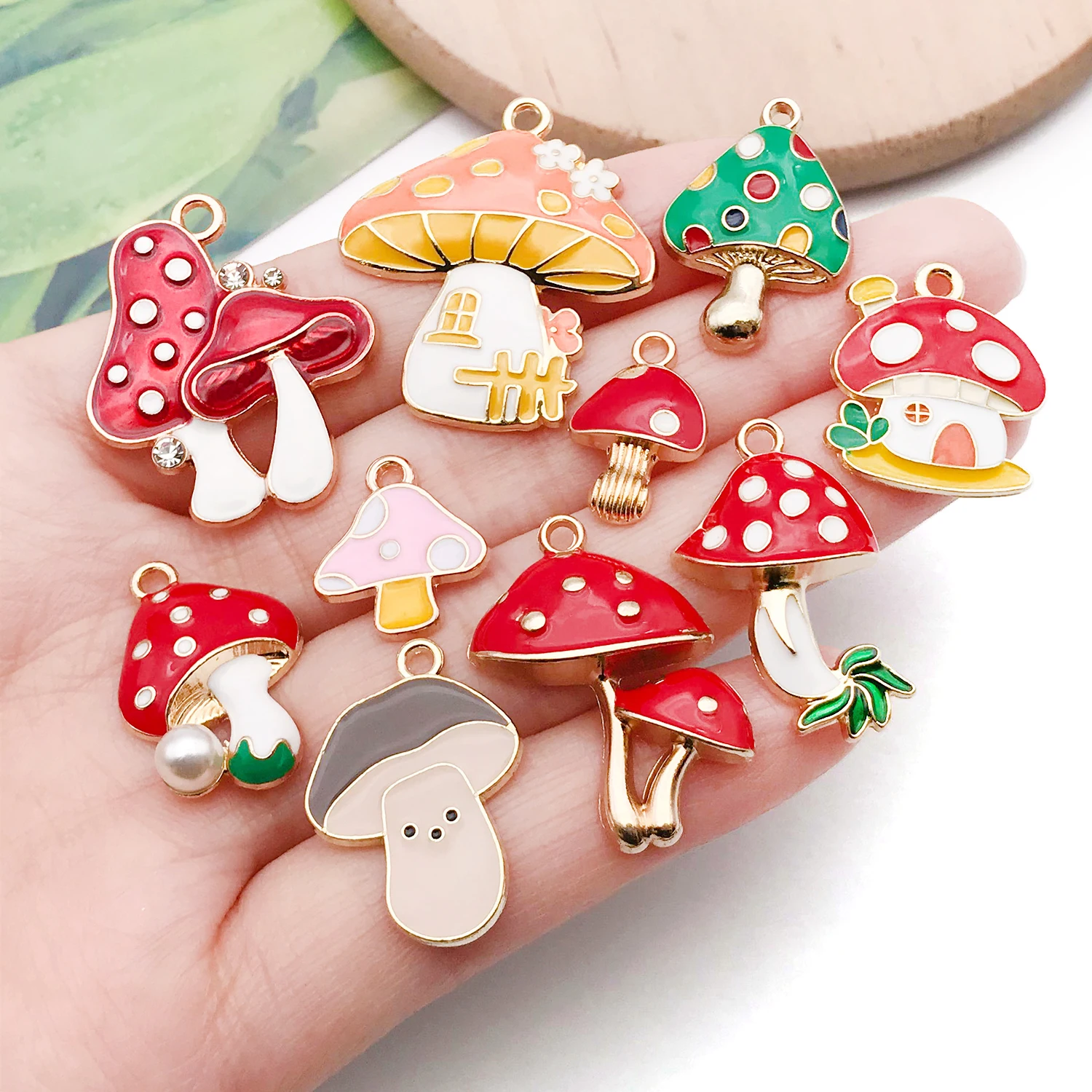 Cute Mushroom Family Charms, 20 Styles Thanksgiving Enamel Alloy Pendants for DIY Earrings Bracelets & Necklaces.