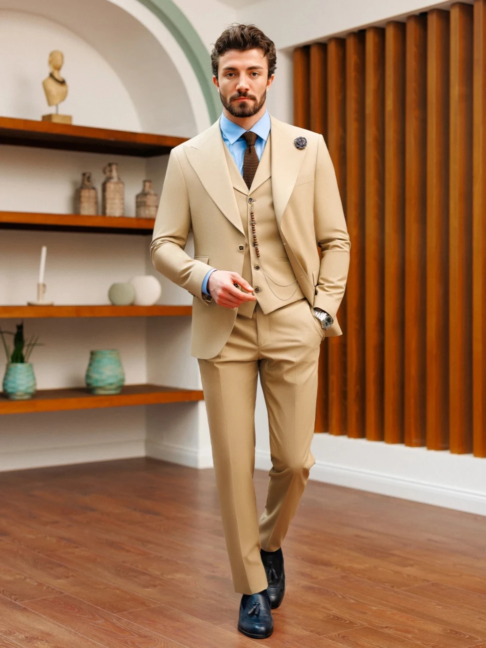 High Quality Stylish Men's Suits Blazer Vest Pants 3 Pieces Customized Classic Suit Set For Men Handsome Tuxedo Party Prom Wear
