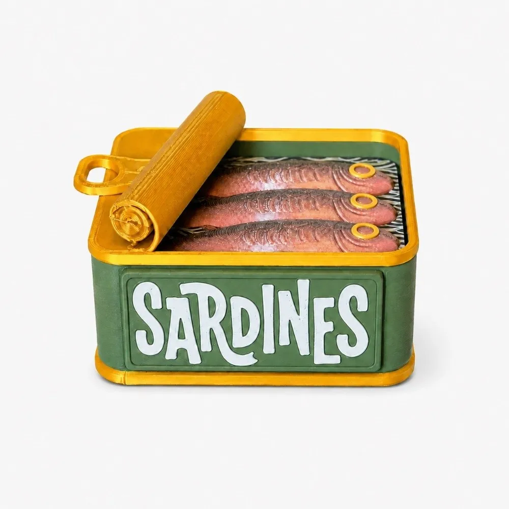 3D Printed Sardine Clicker Press Sound Device Simulation Novelty Sardine Cookie Puzzle Cute Design Button