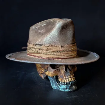 Retro Distressed Wool Hat with Ribbon Decoration Sheep Felt Hat