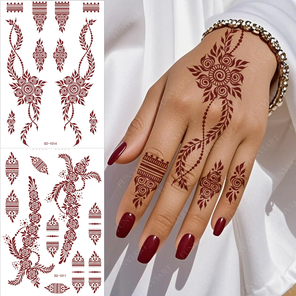 

1 шт. коричневая хна Мандала татуировка наклейка цветок временная водонепроницаемая татуировка наклейка подходит для ручного тела фестиваль вечерние одежды для тела