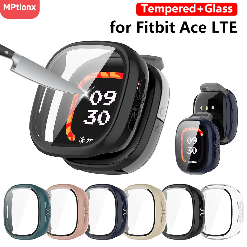 

PC Case+Glass for Fitbit Ace LTE Full All-around Anti-scratch Film Bumper Protective Cover for Google Fitbit Ace lte Accessories