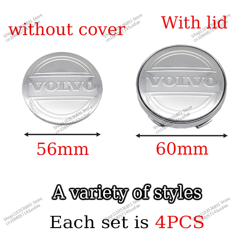 4pcs 56/60mm Car Wheel Center Hub Cap Stickers Wheel Hub Covers For Volvo Rdesign T6 AWD C30 C70 S40 S60 S70 S80 S90 V40 XC70