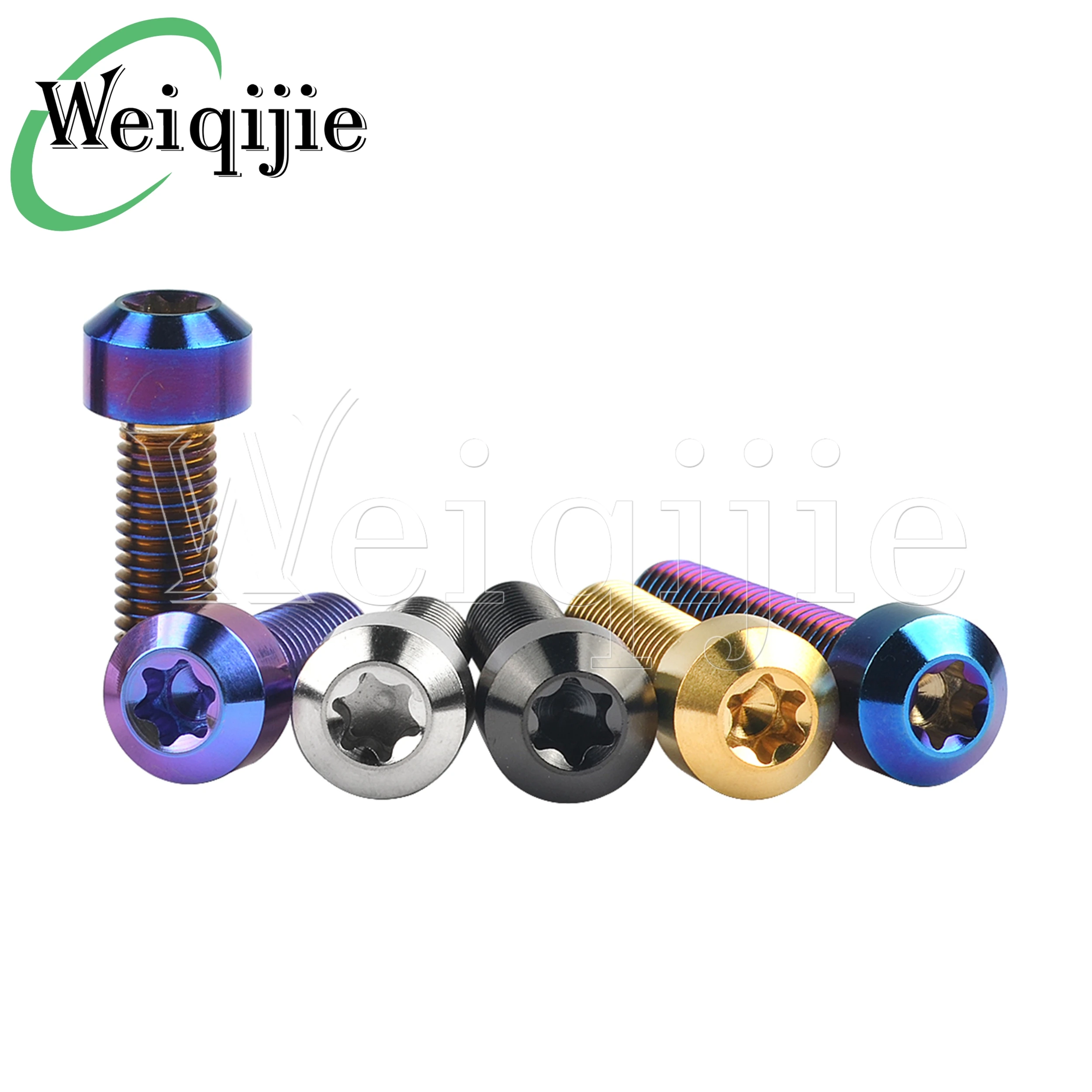 Weiqijie 6PCS Titanium Alloy M8x10~50mm Rounded Chamfer Inner Plum Blossom Head Screws Bicycle decorative Screws