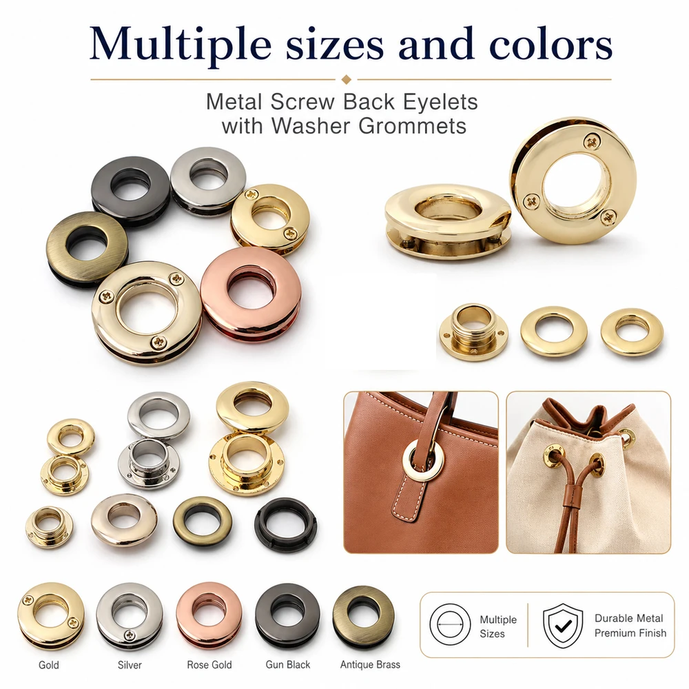 30-50PCS Metal Double Sided Eyelets With Washer For Repair Bag Shoes Belt Clothes Jeans Round Eye Rings Leathercraft Accessories