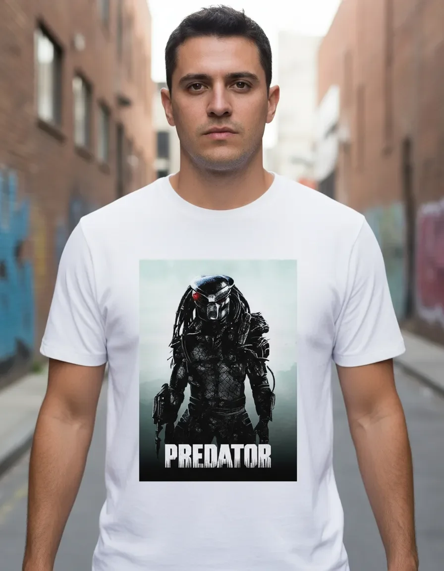 فيلم بريدادور هنتر جرافيك طباعة الصيف الخريف الشتاء الرجال والنساء قصيرة الأكمام تي شيرت عادية فضفاض في الهواء الطلق الشارع