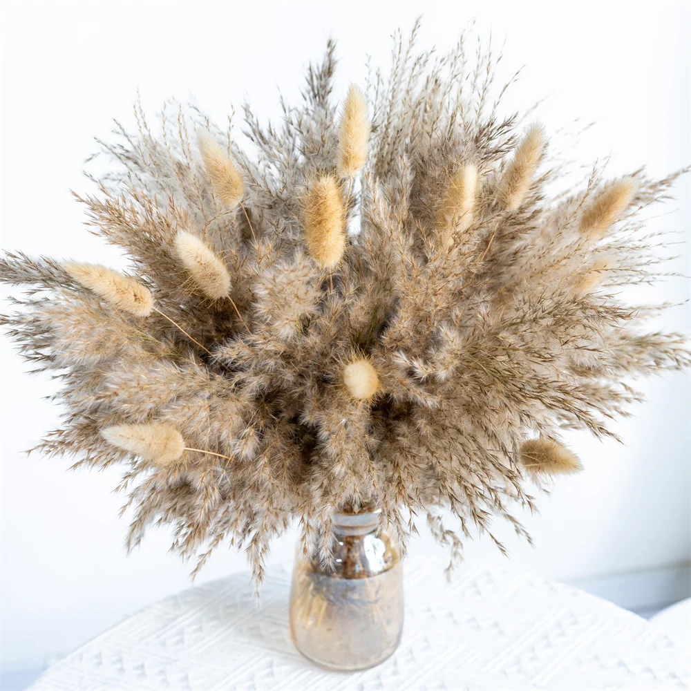 Fluffy Boho Flower pompas Grass vase Filler White Pampas Wedding Boho deocr Flowers Home Table Decor,Rustic Farmhouse Decoraion