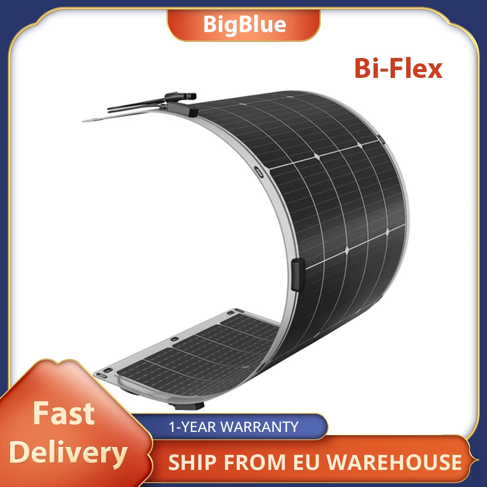 BigBlue Bi-Flex Flexible Solar Panel, Marine-Grade, Maximum Energy 100W, High-Efficiency Grade≥22.8%, IP68 Protection