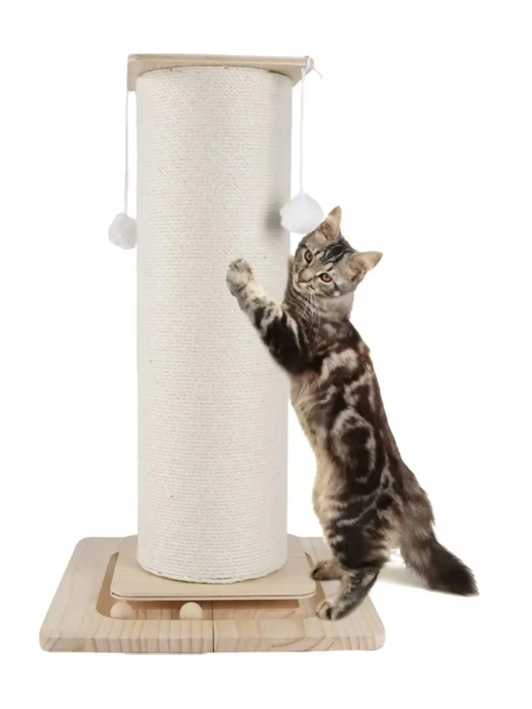 60/80cm Katzen-Kratzbaum mit Hängeball-Spielzeug, Kratzbrett & Klettergerüst, Große Kratzfläche