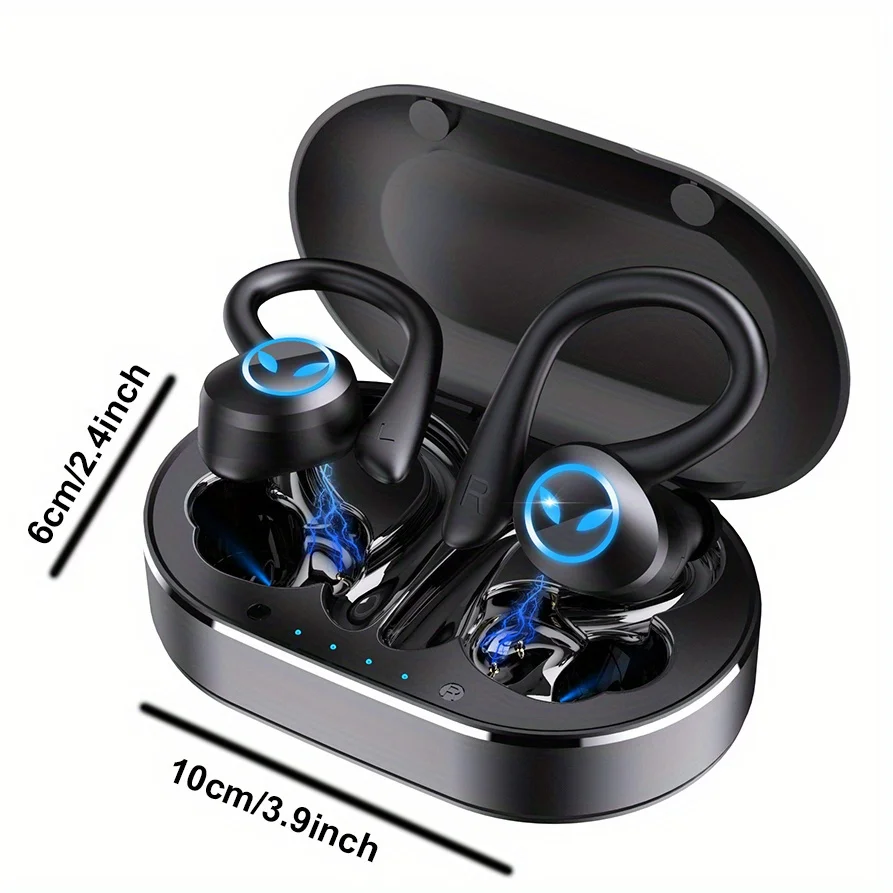 TWS Wireless Earbuds, Waterproof Sport Headset With Earhook, Stereo In Ear Headphones, Touch Controll Earphones With Charging Ca