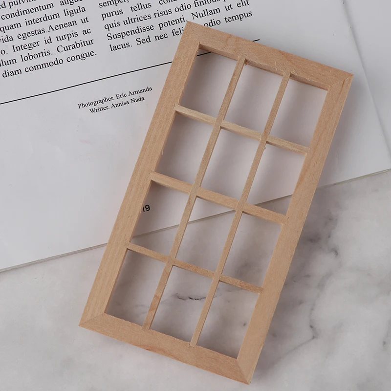 

XM 1pc new Wood 1:12 Dollhouse Miniature Wooden 12-pane Window Frame Model Accessories Toys