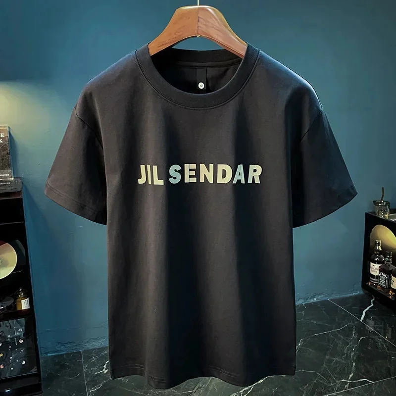 Fashionable and minimalist printed short sleeved T-shirt for men's summer street fashion, versatile loose half tops