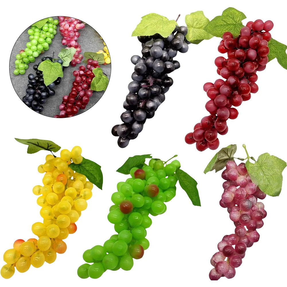 

2 Artificial Grapes Bunches Simulation Fruits Grape For Home Kitchen Wine Decoration Wedding Party Table Centerpiece Decor Props