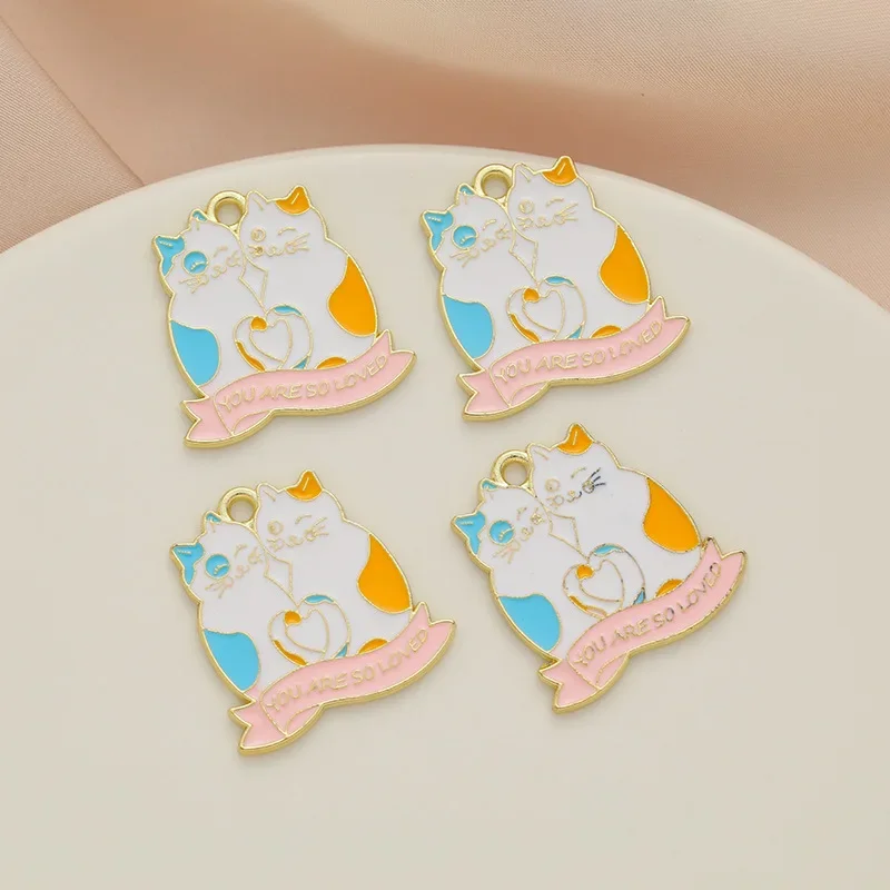 10pcs Envelope Cat Enamel Charms DIY Earrings Necklace Beads Accessory Fashion Jewelry Making Handmade Craft Dropshipping