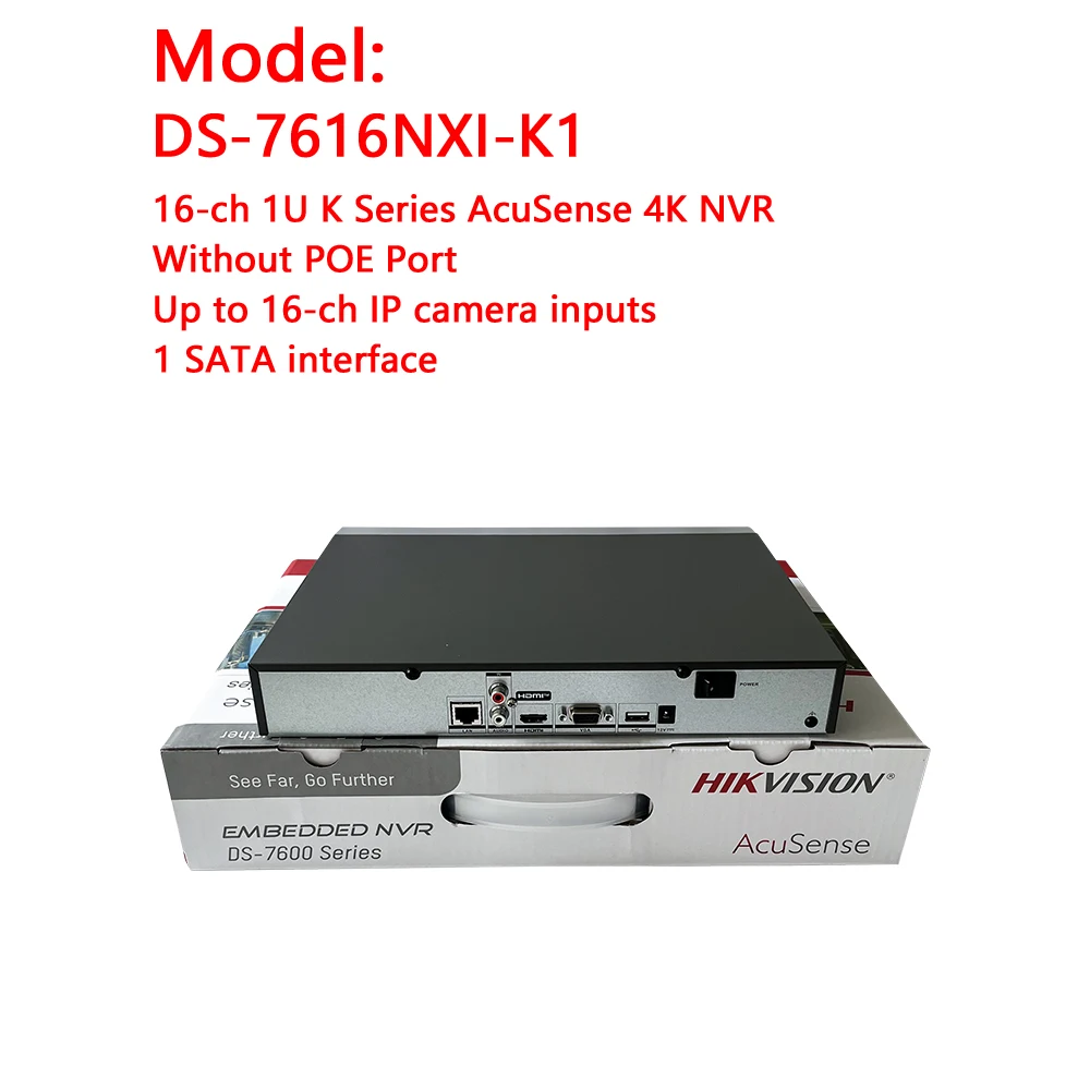 Hikvision DS-7616NXI-K1 16-ch 1U بدون منفذ Poe AcuSense 4K NVR شبكة مسجل فيديو نظام CCTV 16ch IP كاميرا المدخلات