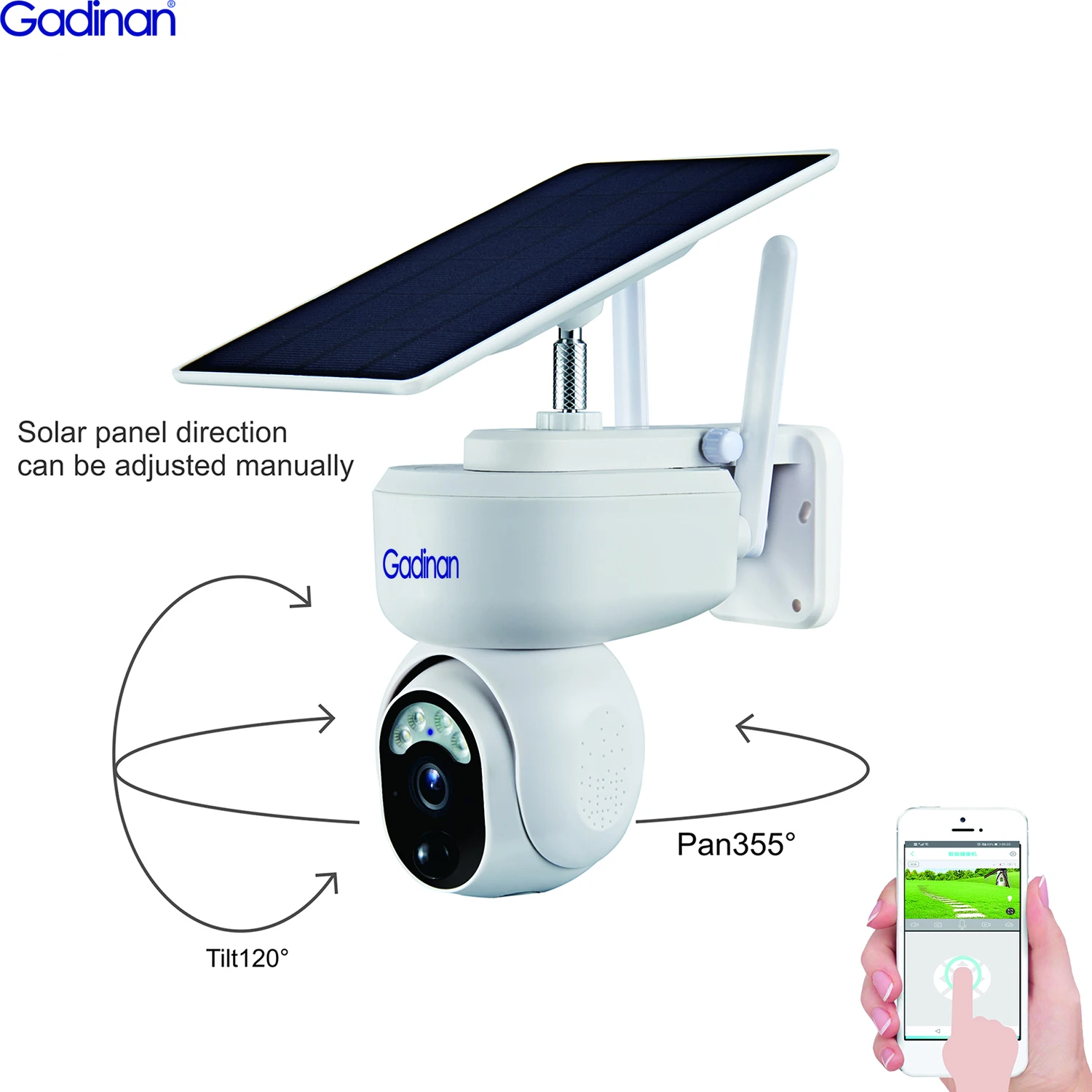 

Gadinan Wireless Outdoor WiFi Solar Security Camera 8 Channel H.265x NVR Video Security Network Camera Kit