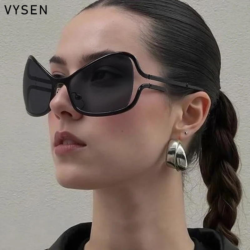 

Punk Y2K Sexy Cat Eye Sunglasses Women 2025 Luxury Brand Trendy Vintage Shield Metal Frame Goggle Sun Glasses Butterfly Eyewear