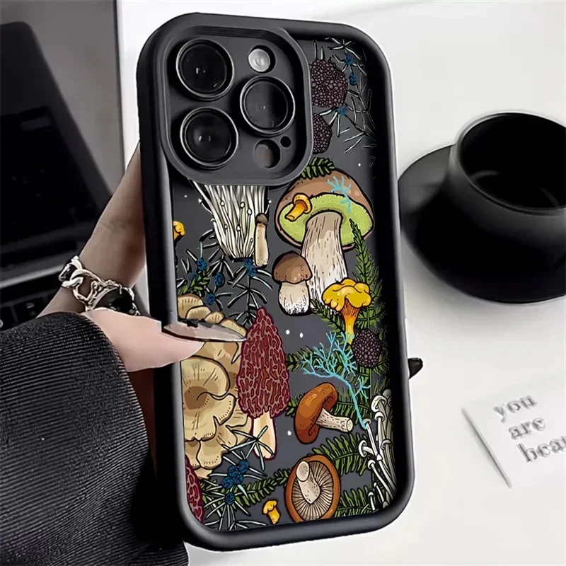 Case For iPhone 15 Cases iPhone 14 Pro Max Case Colorful Mushroom Silicone Phone Case For iPhone 13 12 11 XS X XR 7 8 Plus Cover