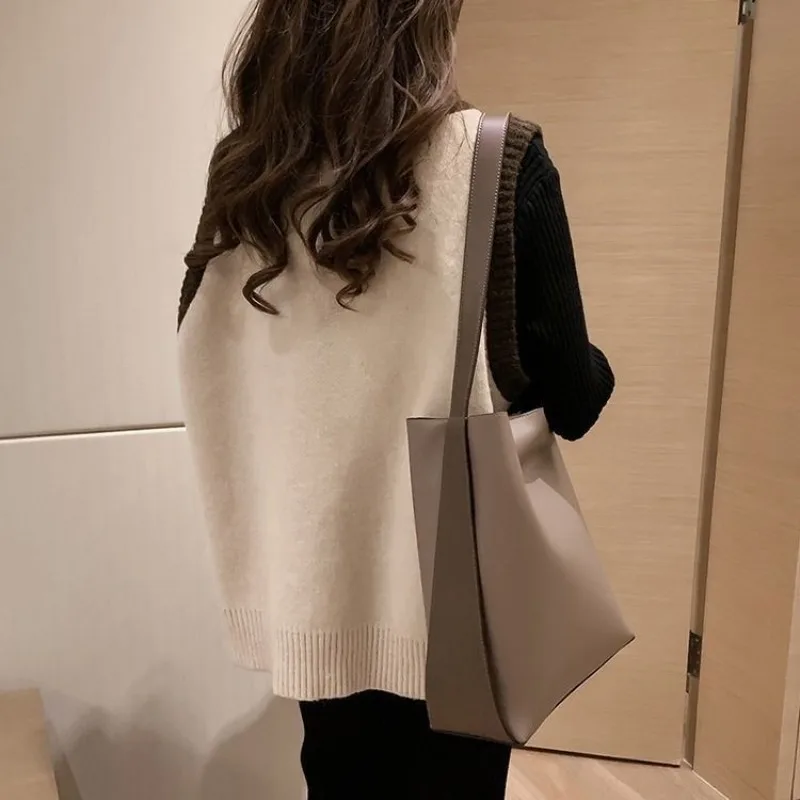 S-5XL Vintage Sweater Vest Women Loose Panelled Cozy Knitted Fashion Temper Streetwear Autumn Winter Soft Sleeveless Females Ins