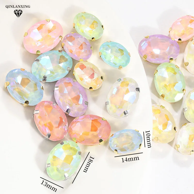 

Стразы из хрустального стекла, камни в форме яйца, аксессуары для шитья одежды, используемые для рукоделия, 10x14 мм, 13x18 мм, 20 шт.