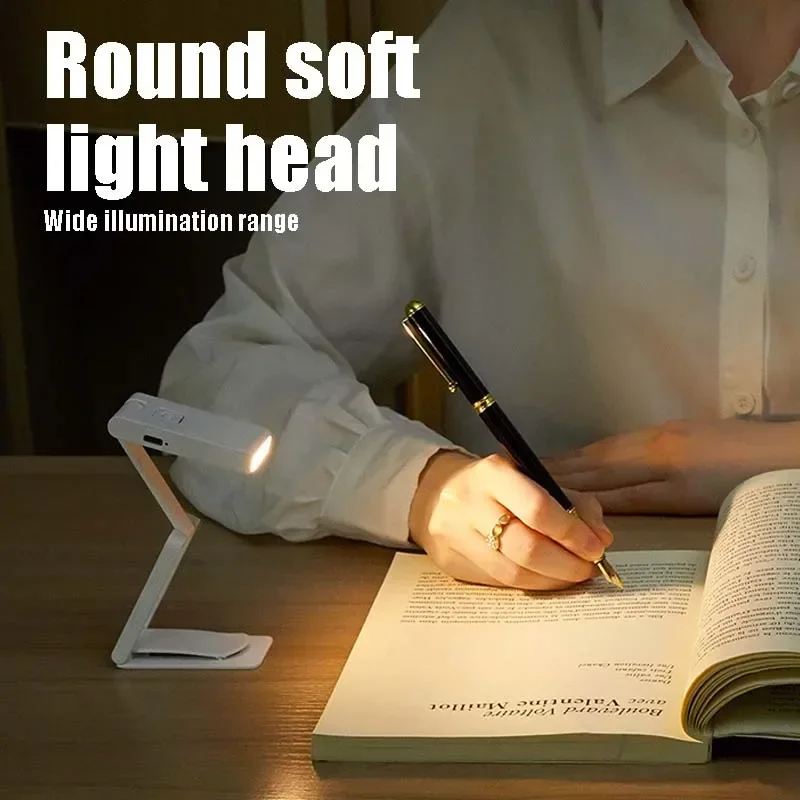 Luces LED portátiles para libros, recargable por USB Luz nocturna de protección ocular, Mini Lámpara de lectura con Clip para escritorio, viajes, dormitorio y estudio, 1/2 piezas