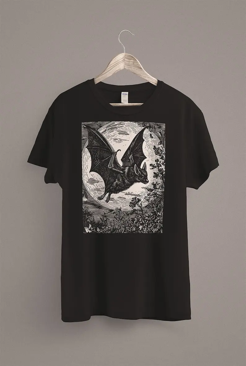 

Medieval Bat TShirt Goblincore Aesthetic Dark Cottagecore Clothing Whimsigoth Gothic Goth Shirt Dark Academia