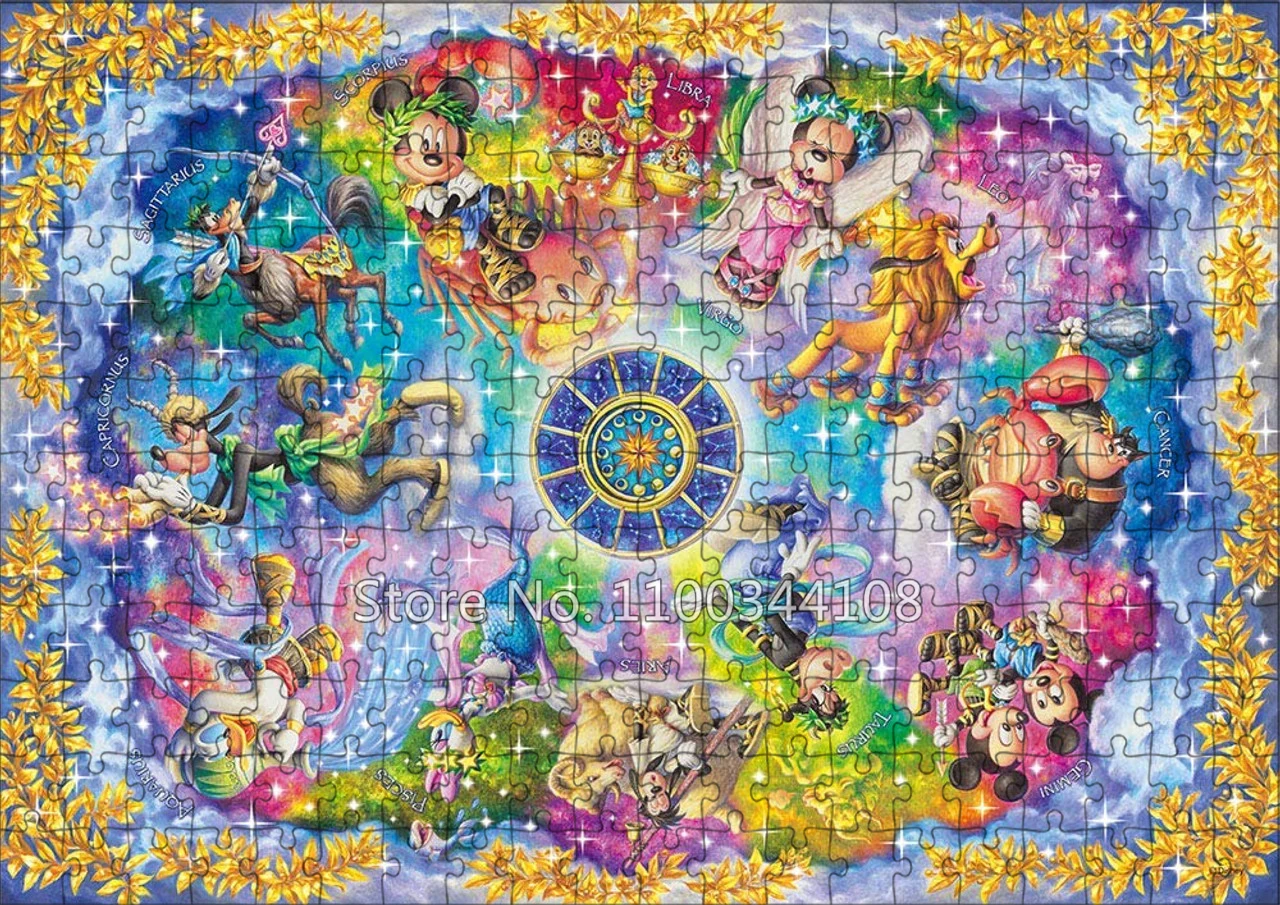 Disney 300/500/1000 Pieces Jigsaw Puzzles Mickey Mouse Constellation Puzzle Children's Educational Toys Cartoon Craft for Decor