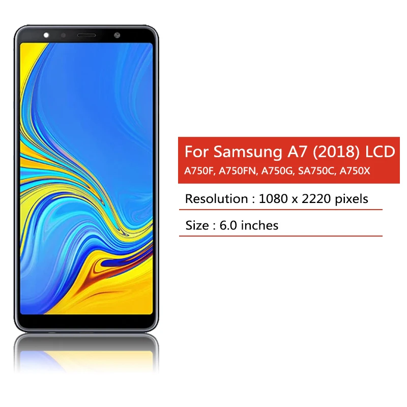 100% протестированный дисплей A750 для Samsung A7 2018 A750 дисплей с рамкой SM-A750F A750FN сенсорный экран дигитайзер Запасные части