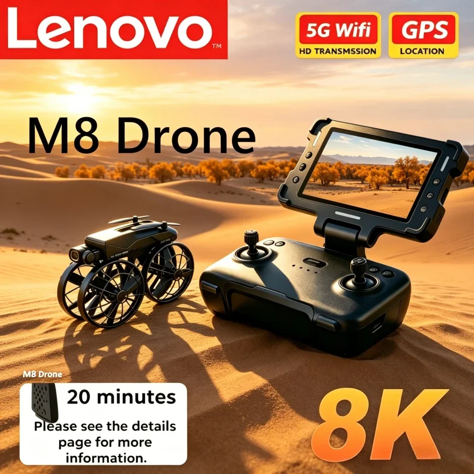 

Lenovo M8 8K RC Foldable Drone with Screen Brushless Motor Profesional HD Dual Camera WIFI Obstacle Avoidance Quadcopter Toy