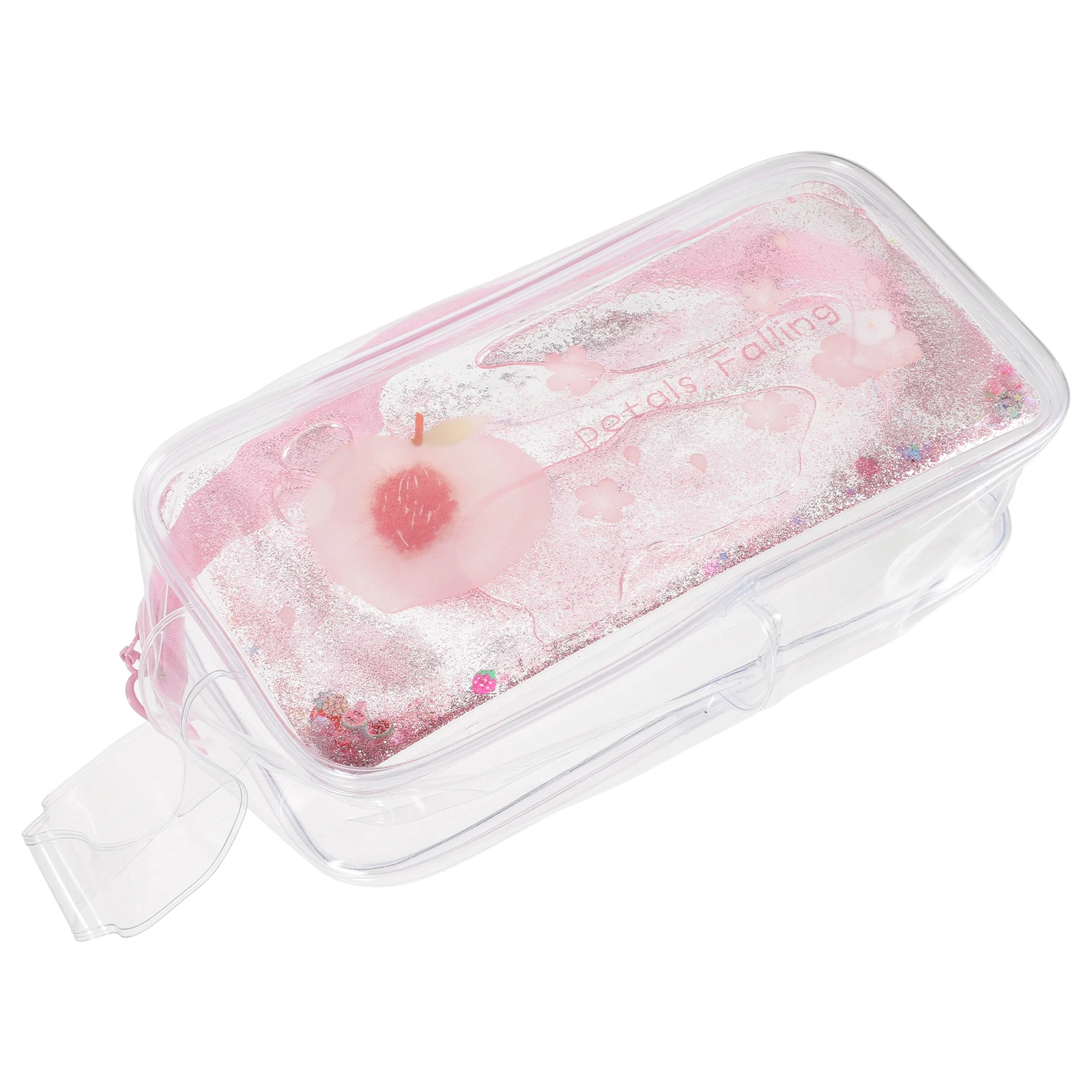 

Portable Peach Stationery Box Cute Pencil Case Transparent Large Capacity Pen Bag School Supplies Cartoon Multi Function