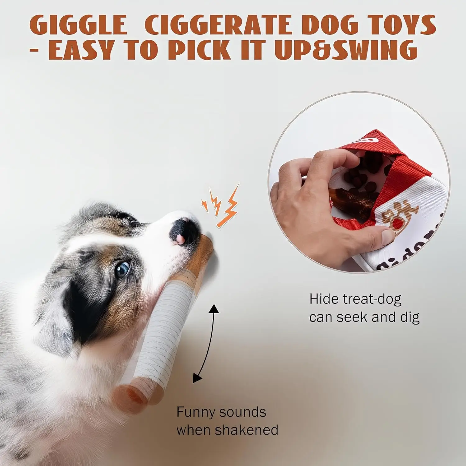 Interactive Giggles Dog Toys Giggle Cigarette Dog Toys with a Box Safe Gifts for Puppies Small Dogs and Medium Dogs