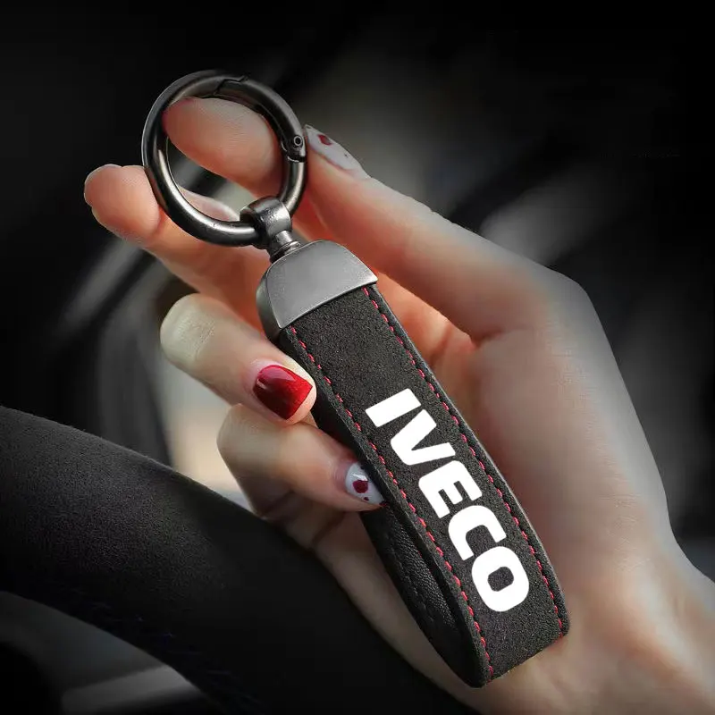 Car PU Leather Horseshoe Buckle Keychain Business Gift Men Women Waist Keyrings For Iveco Daily IV V VI Van EcoDaily Accessories