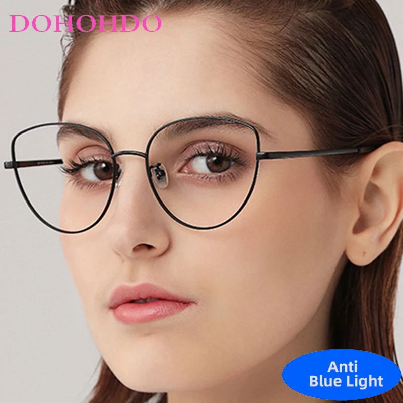 

Trendy Brand Design Metal Small Cat Eye Blue Light Blocking Glasses Female Men Optical Spectacle Protection Computer Eyeglasses