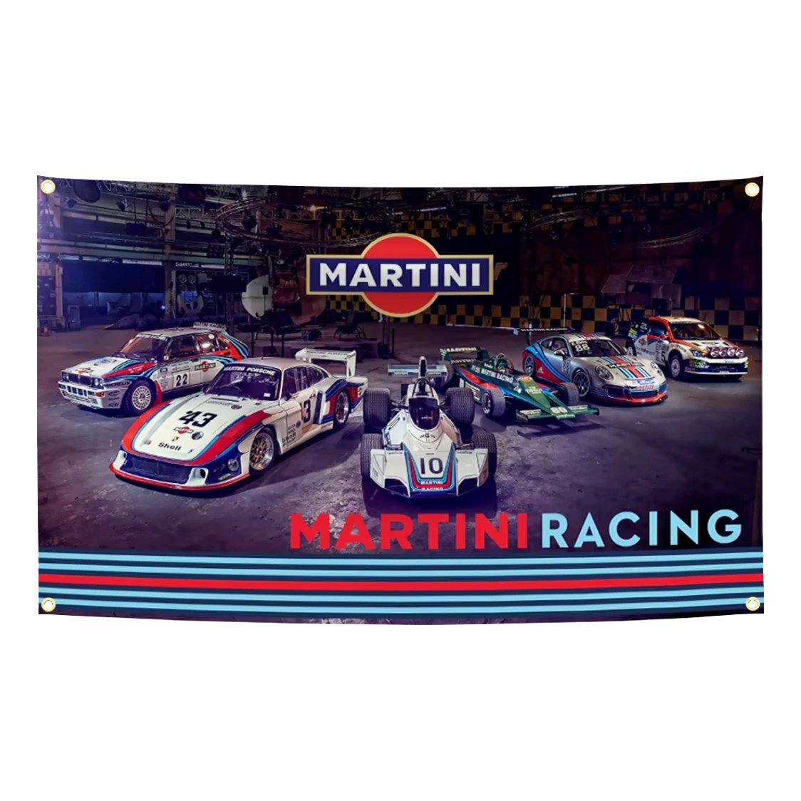90 x 150 cm M-Martinis klassische Rennwagen-Flagge, Wandteppich, Polyester, Digitaldruck, Banner für Garage, Wandkunst, Außendekoration