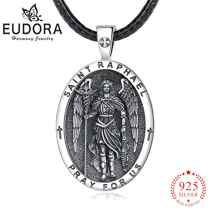 

Eudora, новое ожерелье Saint Raphael, стерлинговое серебро 925 пробы, христианский амулет, подвеска в виде архангела, религиозные украшения, винтажный подарок унисекс