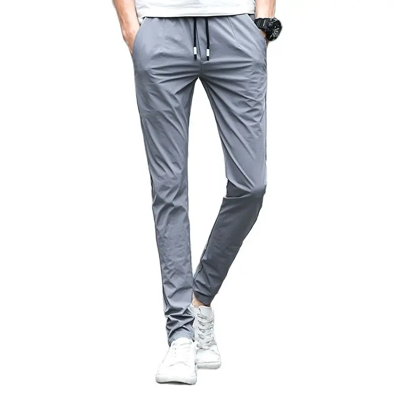 

BATMO 2023 new arrival summer high quality ice silk casual pants men,men's slim pants,men's pencil pants K928