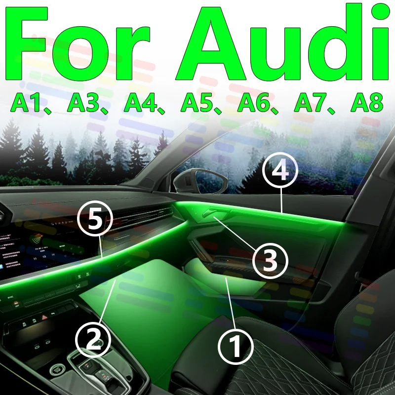 Lichtstrip RGB Symfonie Ambient Auto-interieurs LED APP Multi-mode Dynamische Kleurrijke Verlichting Feest Voor Audi A1 A3 A4 A5 A6 A7 A8