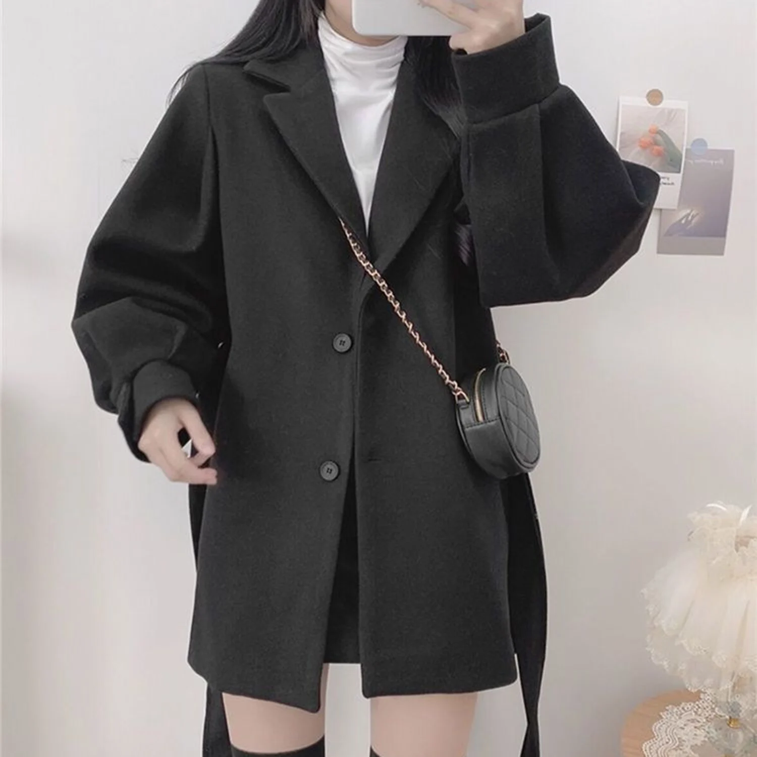 Blazer en laine pour femme Allingentle, couleur ivoire, veste de mode, manteau de rue avec ceinture pour les soirées cocktail, tenues quotidiennes, personnalisable